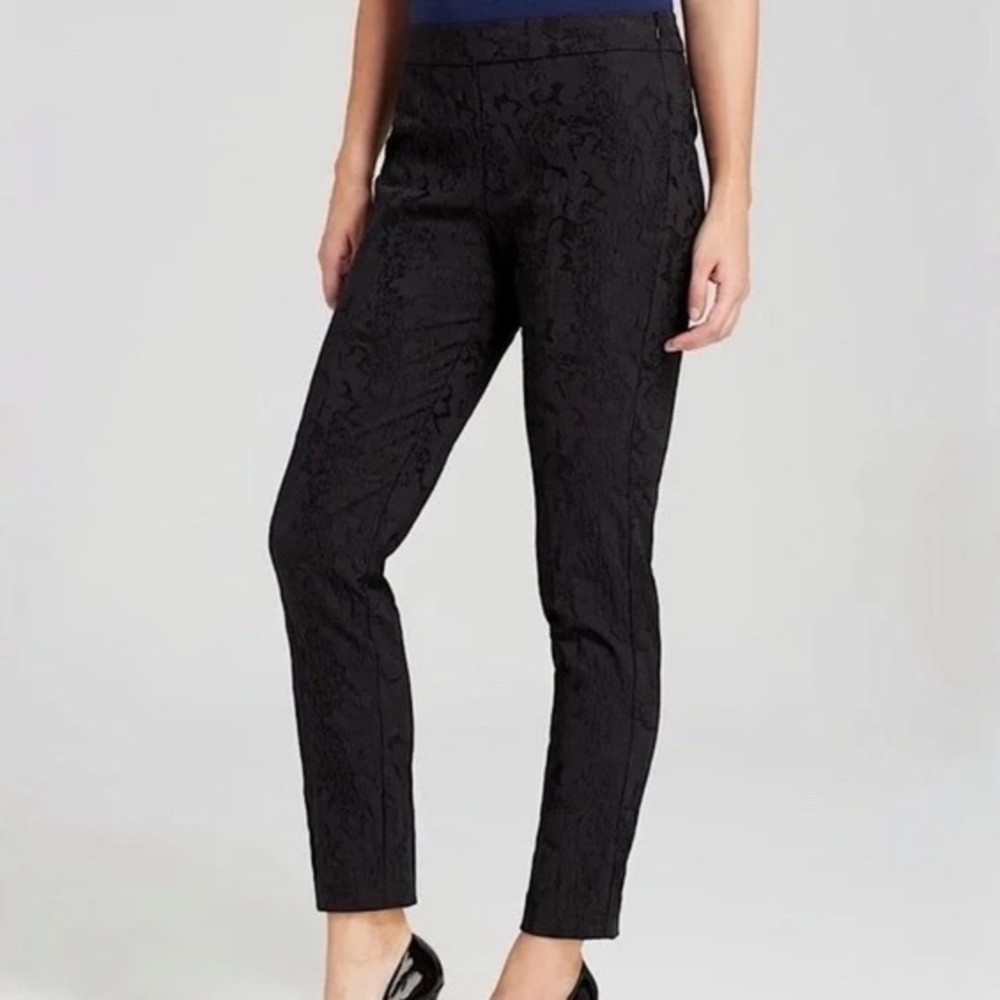 Eileen Fisher Black Jacquard Stencil Ankle Brocade Pants Womens Size 16 Trousers